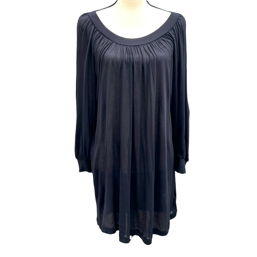 DKNY NAVY BALLOON SLEEVE LOOSE FIT ROUND NECK TUNIC - NWT